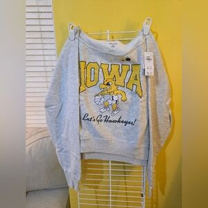 Hollister Gray and Yellow Iowa Hawkeyes Women's Sweater